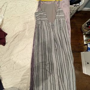 Blue and white stripped high neck jumpsuit